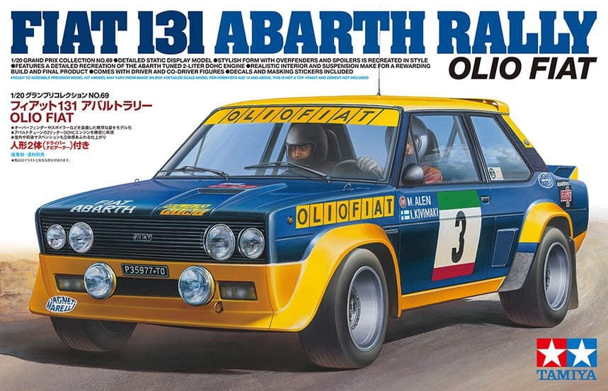 Fiat 131 Abarth Rally - 1/20 Scale Model Kit - Click Image to Close